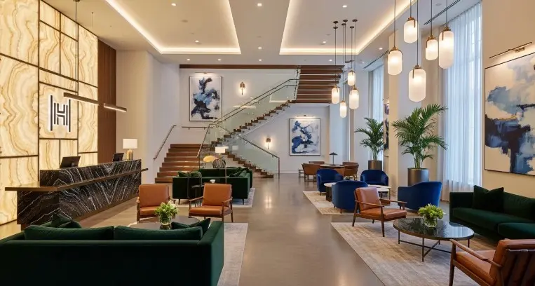 Hotel rebranding modern lobby redesign and luxury interior upgrade