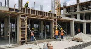 Lintel construction above door opening in hotel building structure