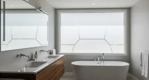 Modern bathroom window ideas with frosted glass design