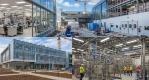 Modern life science commercial construction project with biotech labs, cleanrooms, and pharmaceutical facility infrastructure